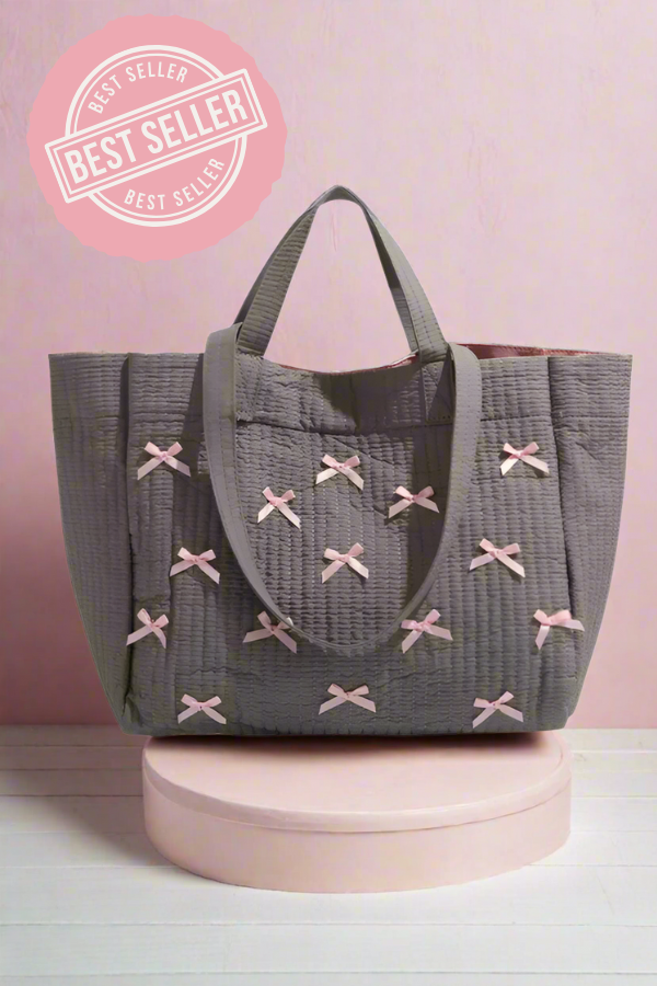 Gray w/Pink Bows Tote
