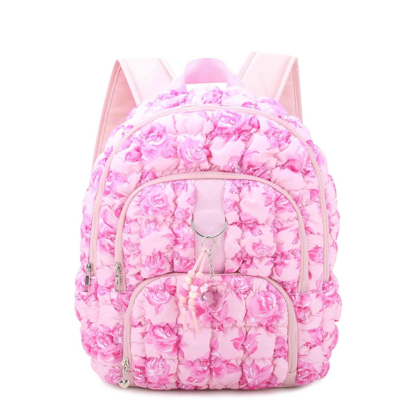 Quilted Scrunchies Rose Printed Large School Backpack