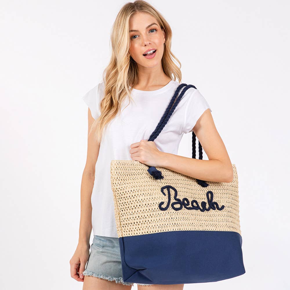 BEACH Crochet Tote Bag