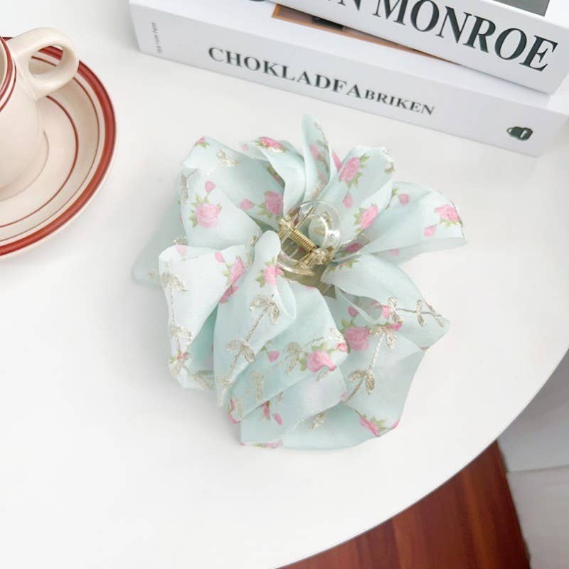 FLORAL SHEER BOW CLIP|