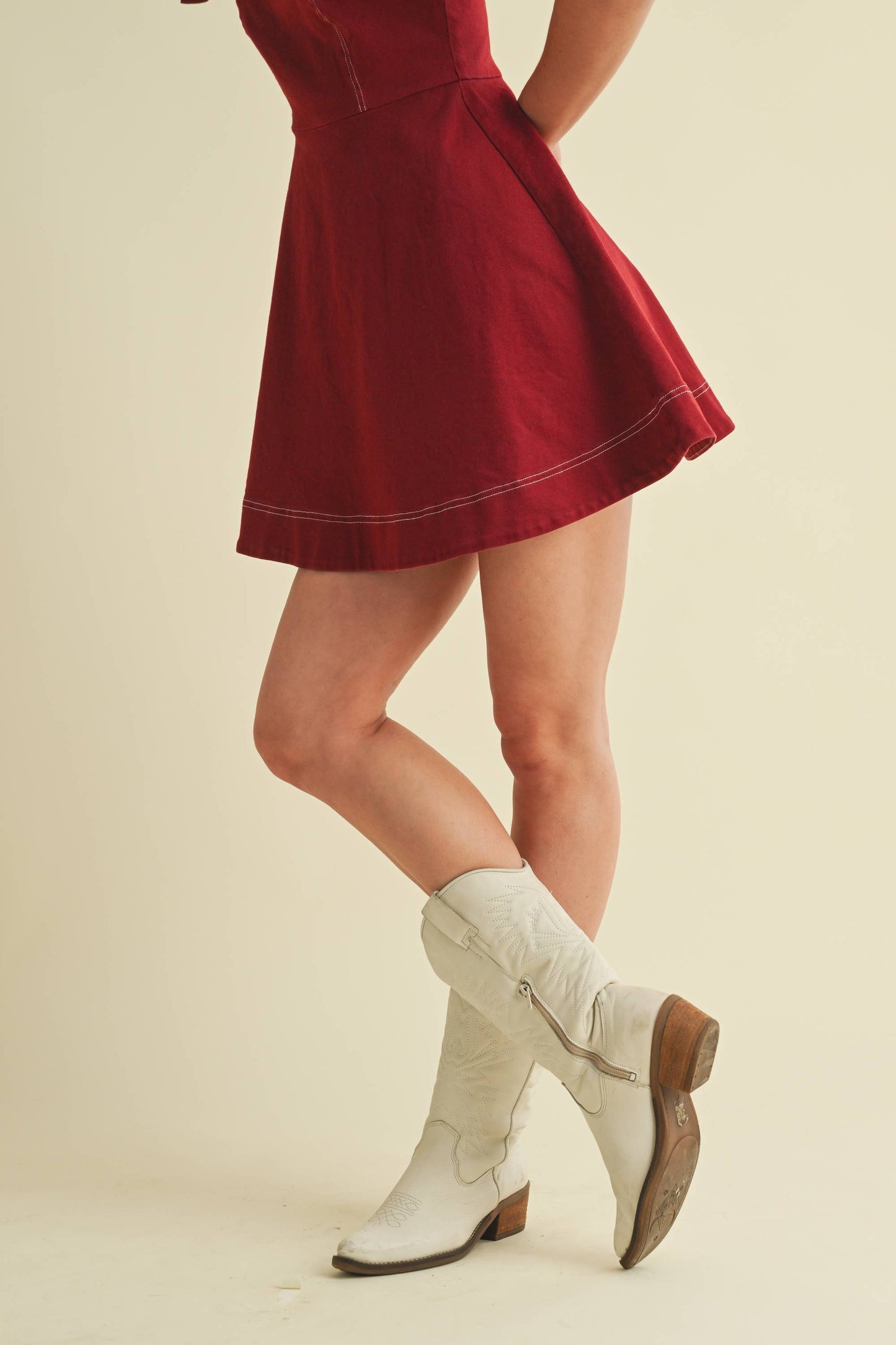 STRAP TIE FLOWY MINI DRESS