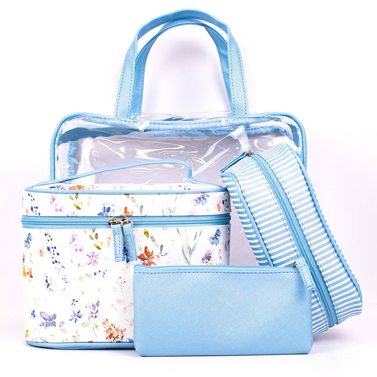Nora Travel Cosmetic Set Blue/Multi 12x8.25x3.5 Set of 3