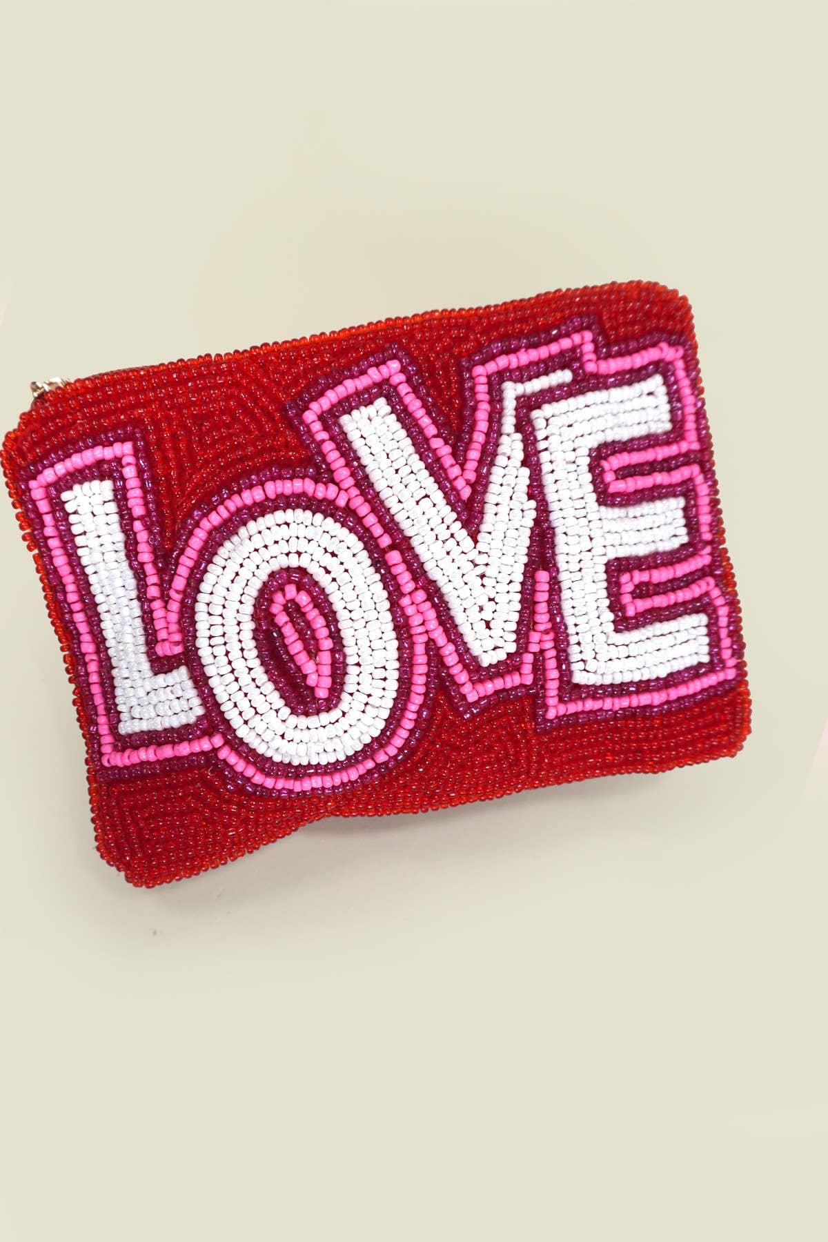 VALENTINE LOVE LETTER SEED BEADED COIN PURSE