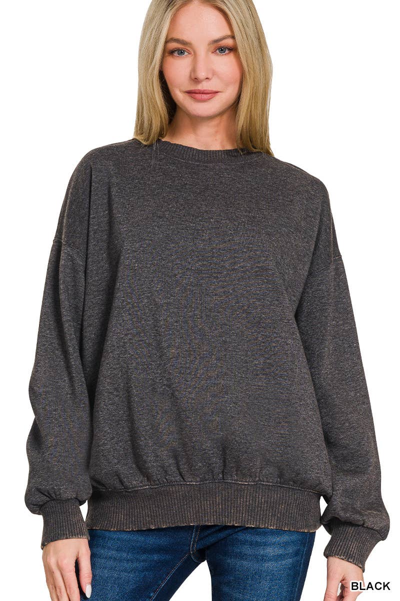 Acid Wash Oversized Pullover