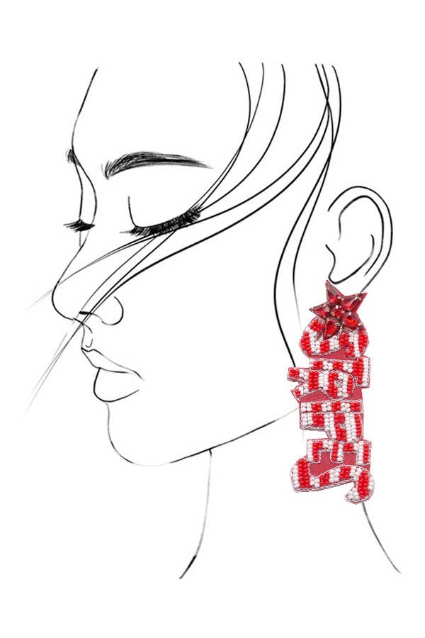 4TH OF JULY SEEDBEAD STARS STRIPE EARRINGS