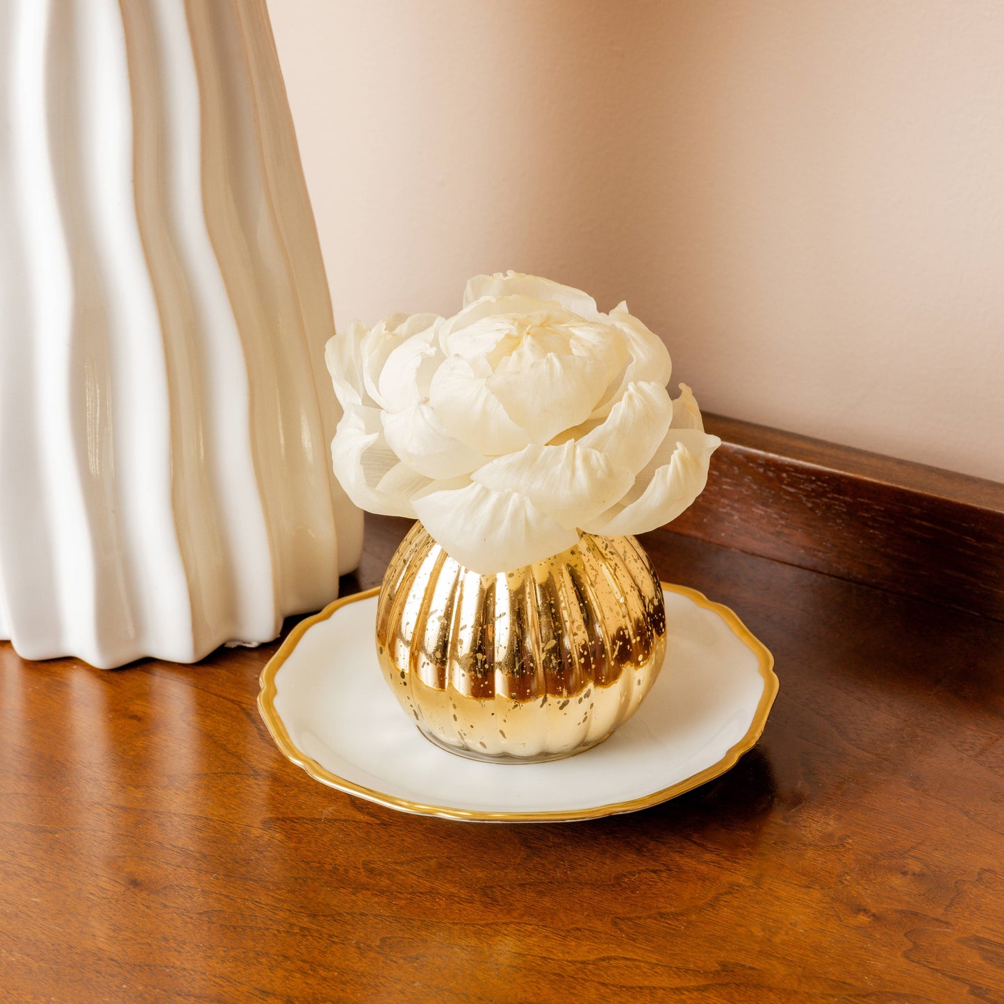 Sweet Grace Plaid Flower Diffuser | Metallic Vessel