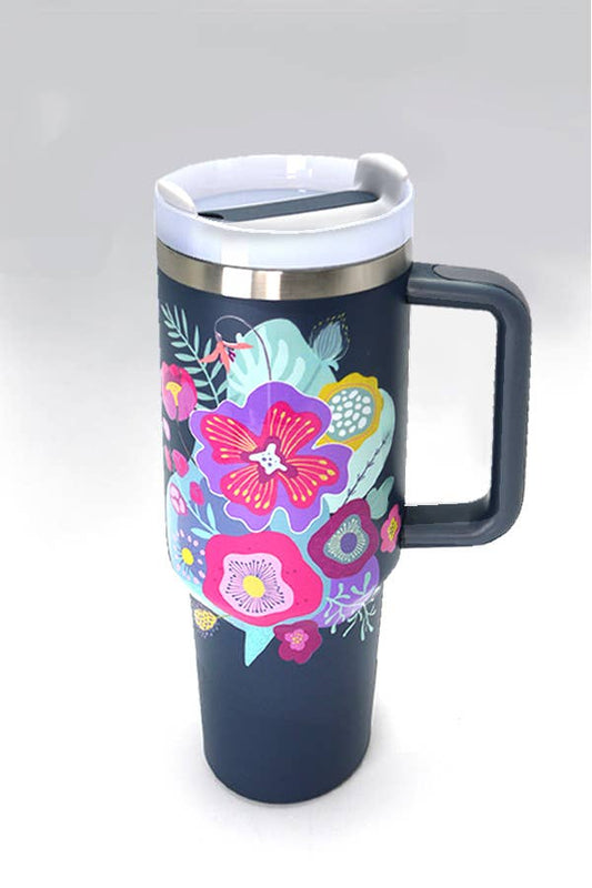 Flower Navy Mega Mug 40 oz