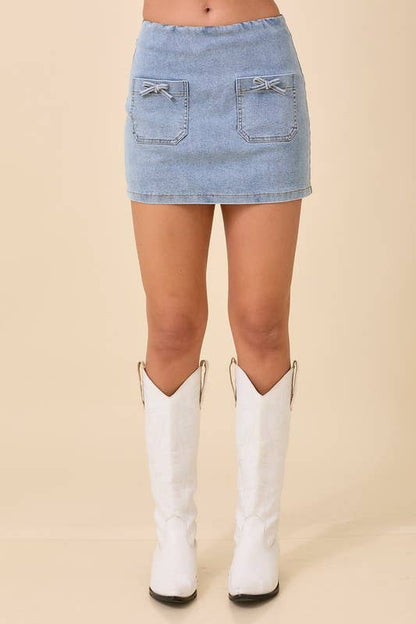 Mini Denim Ribbon Skort