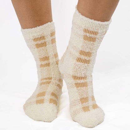 Plaid Snuggle Socks Cream/Beige