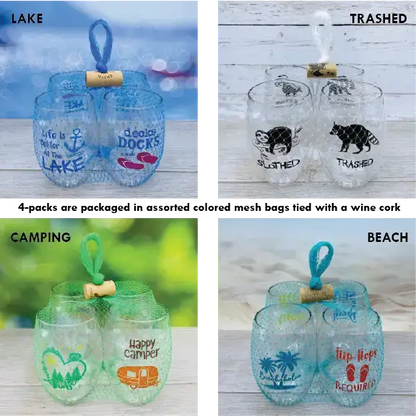 POOL Unbreakable Stemless TRITAN Plastic Wine Glasses