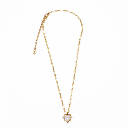 Alma Heart Necklace   White/Gold   16"