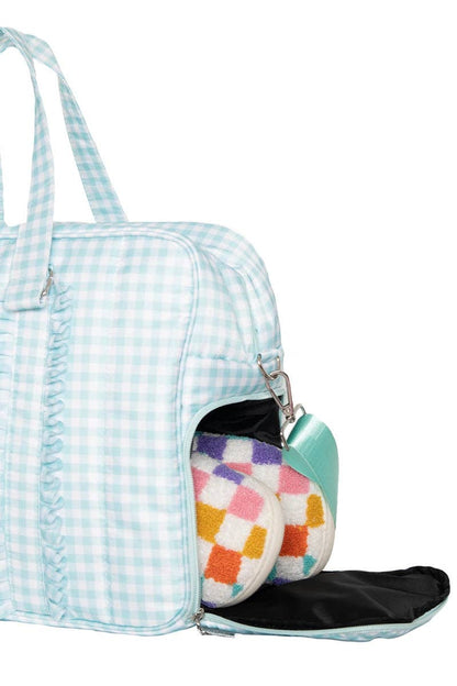 Mint Plaid Ruffle Weekend Bags Women