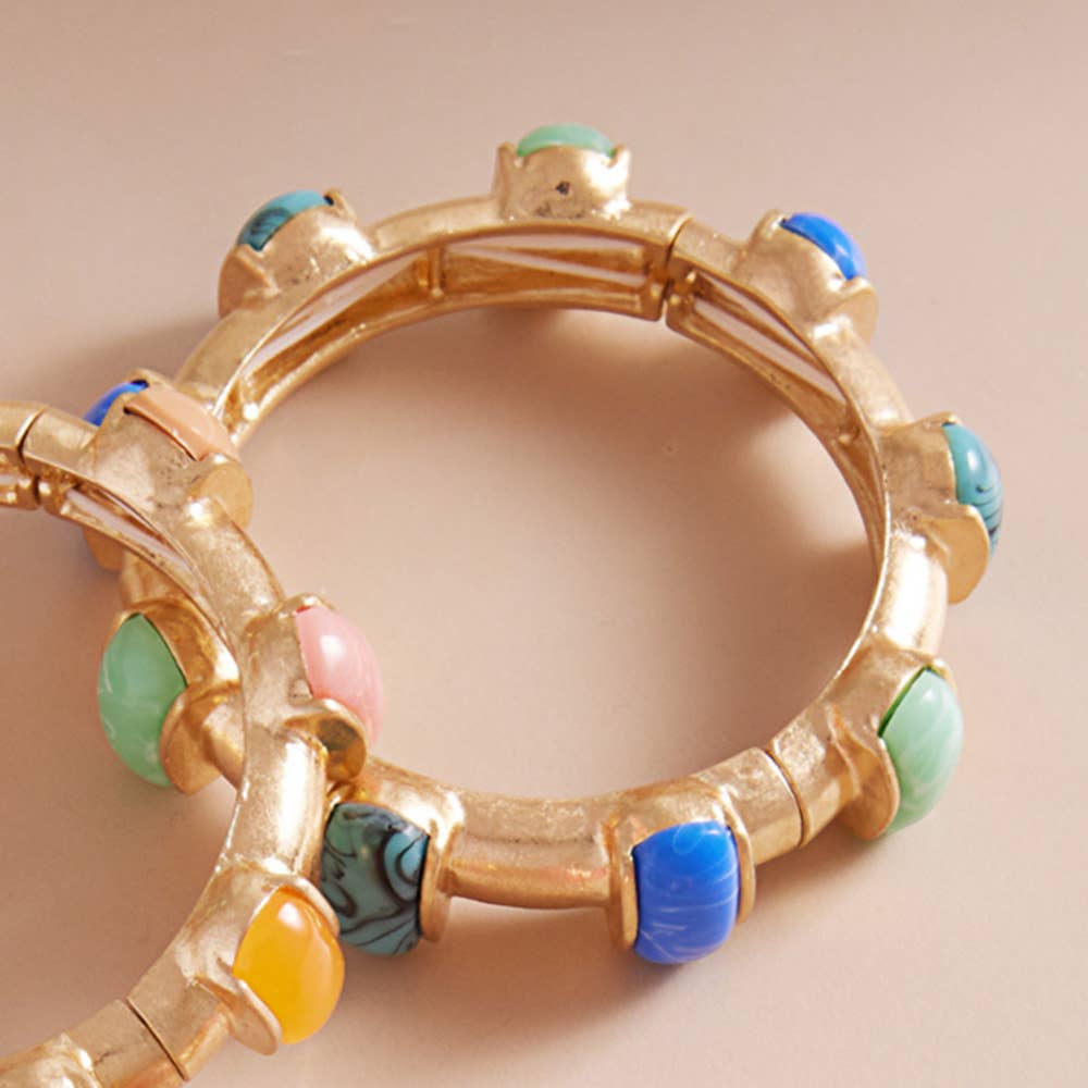 Stone Stretch Bangle Bracelet