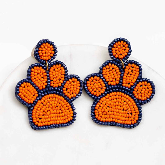 Paw Print Beaded Earrings
