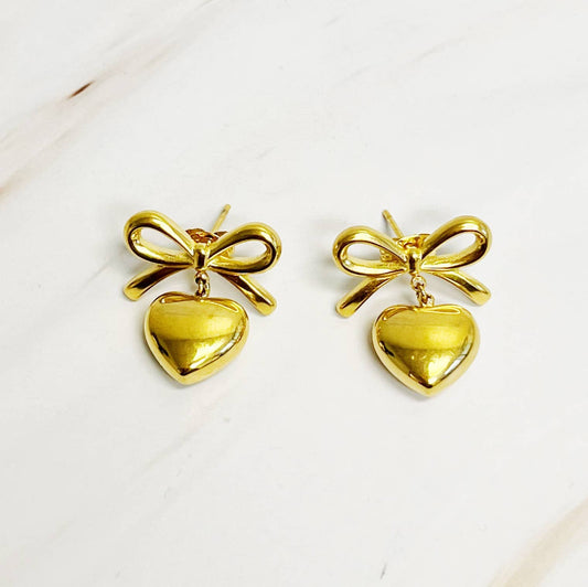 Mini Bow Mini Heart Earrings