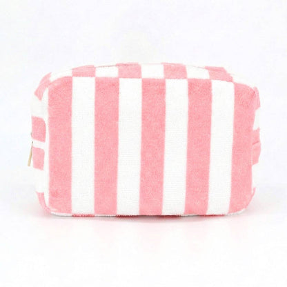 Striped Terry Cloth Cosmetic Pouch Bag