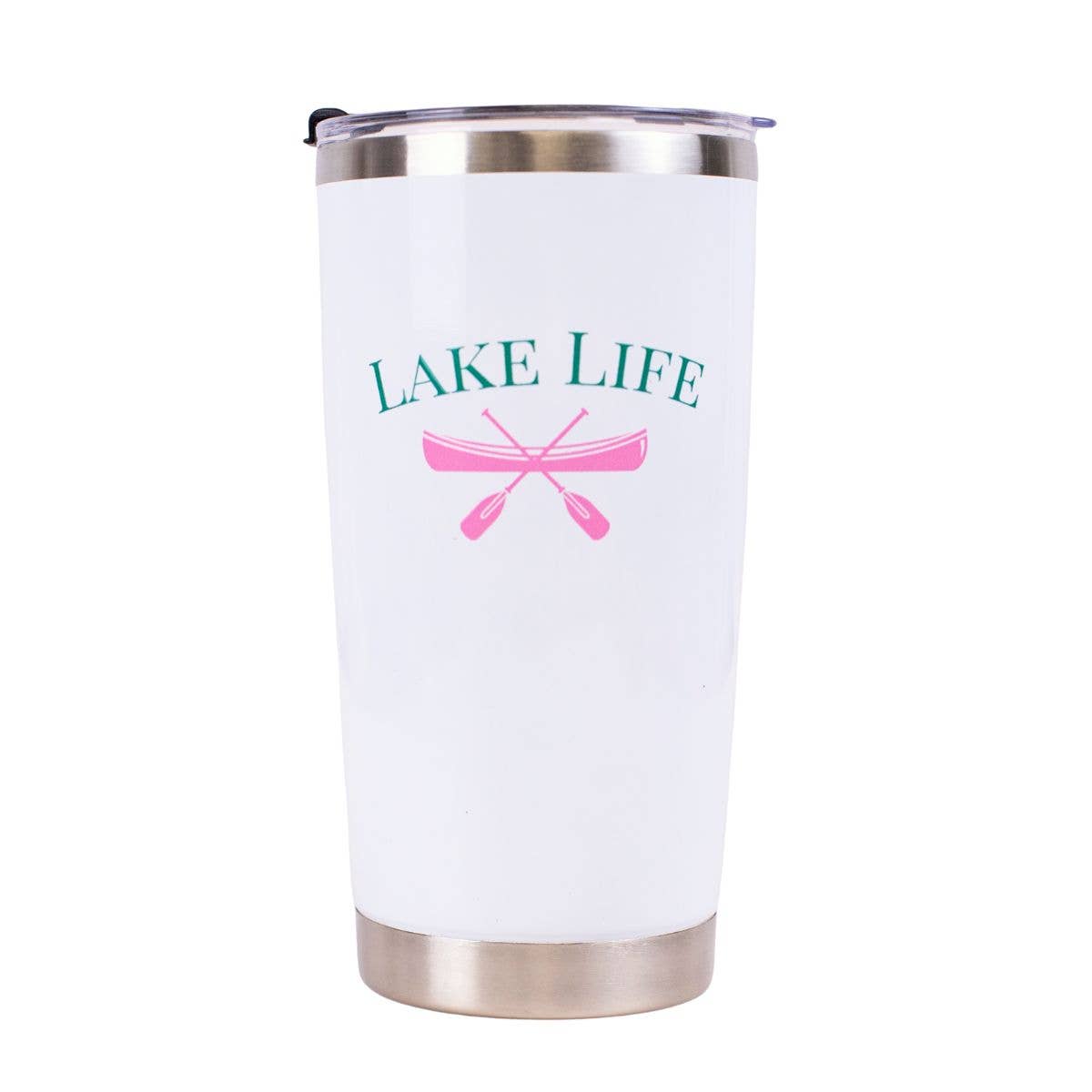 Lake Life Tumbler   White/Emerald/Pink   20oz