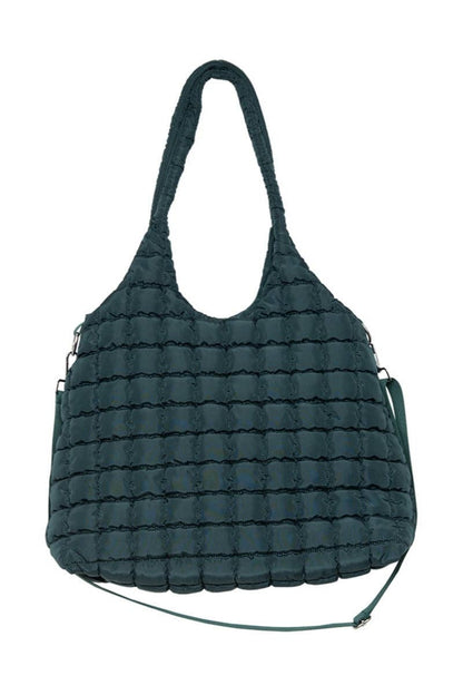 Forest Green Rectangular Quilted Puffer Tote