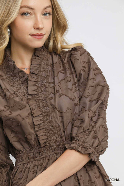 Textured Ruffle Mini Dress