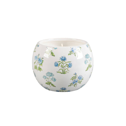 Ceramic Blue Floral Candle – Garden Terrace (16.5 oz)