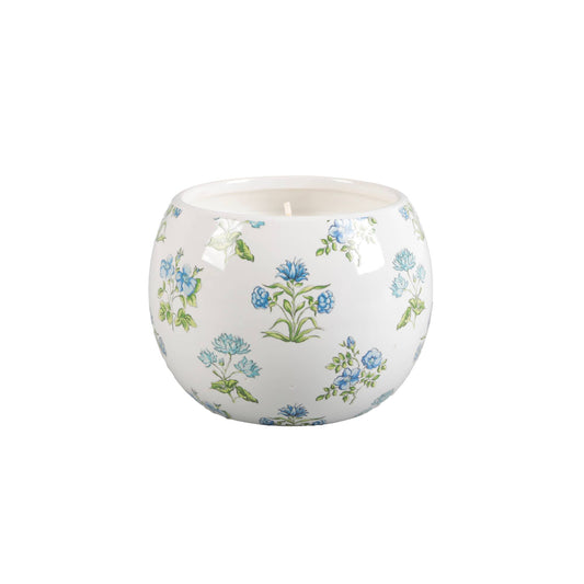 Ceramic Blue Floral Candle – Garden Terrace (16.5 oz)