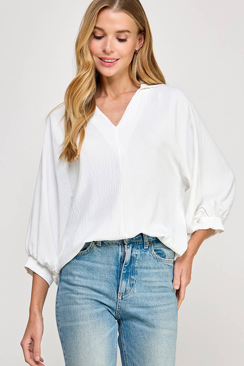 Solid Collared Blouse