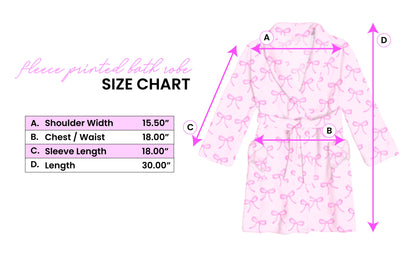 Fleece Striped Bow Printed Cozy Bathrobe