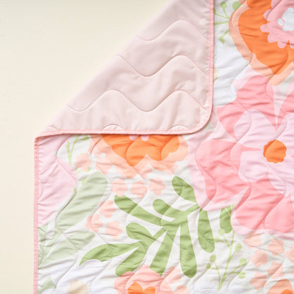 On-the-Go Quilted Blanket-Beyond Blooms Pink Orange