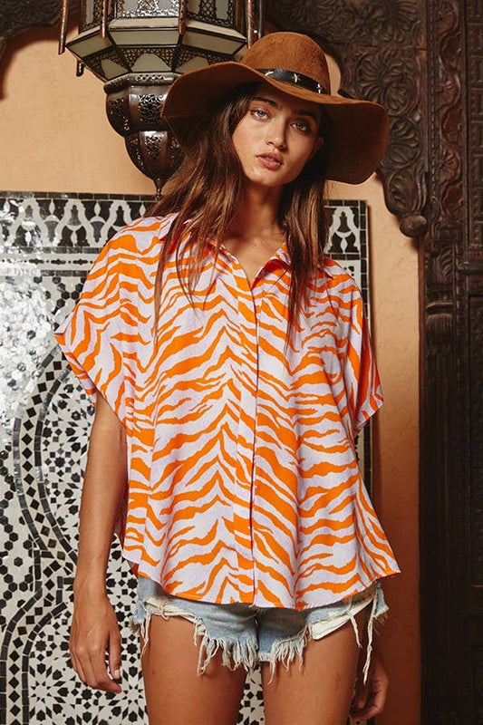 Short Dolman Sleeve Oversized Shirt