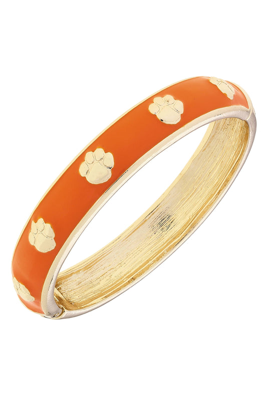 Clemson Tigers Sculpted Enamel Logo Hinge Bangle in Orange