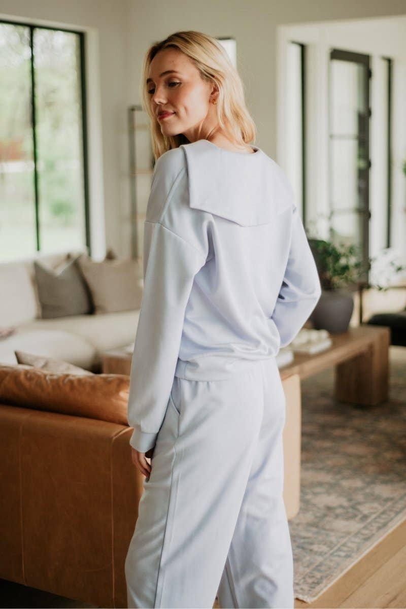 Light Blue Scuba Pants Two Piece Set