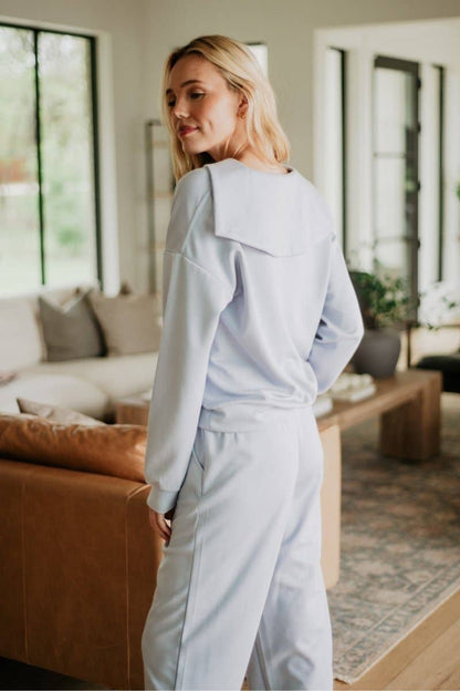 Light Blue Scuba Pants Two Piece Set