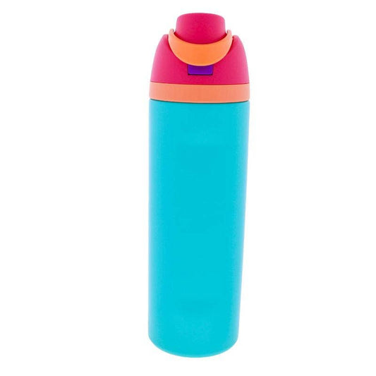 Blue 24 Oz. Water Bottle With Pink Straw Cap