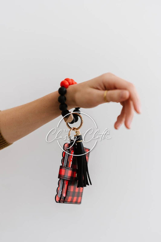 Wristlet Keychain Wallet - Red Buffalo Plaid RTS