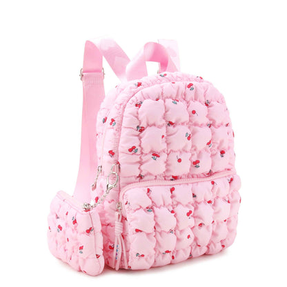 Quilted Scrunchies Cherry Printed Mini Backpack with Coin Purse