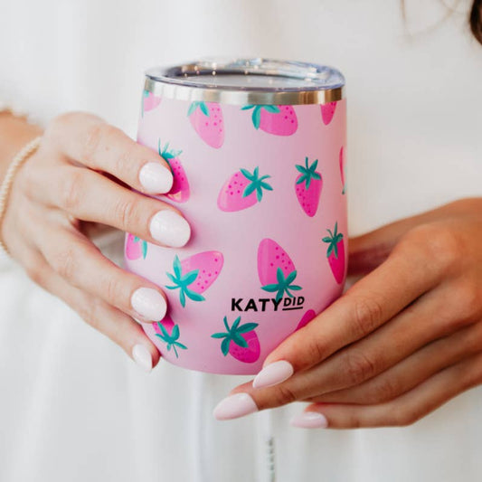Subtle Strawberry WINE TUMBLER Cup