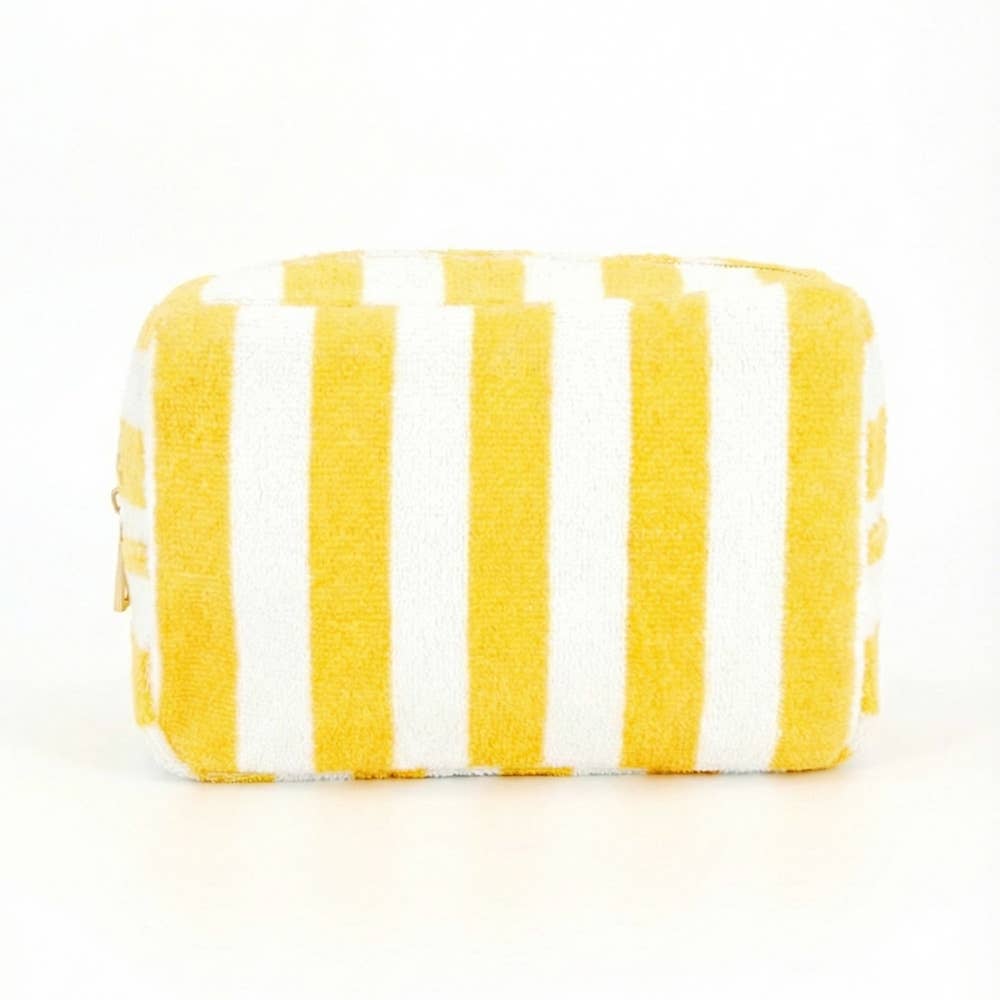 Striped Terry Cloth Cosmetic Pouch Bag