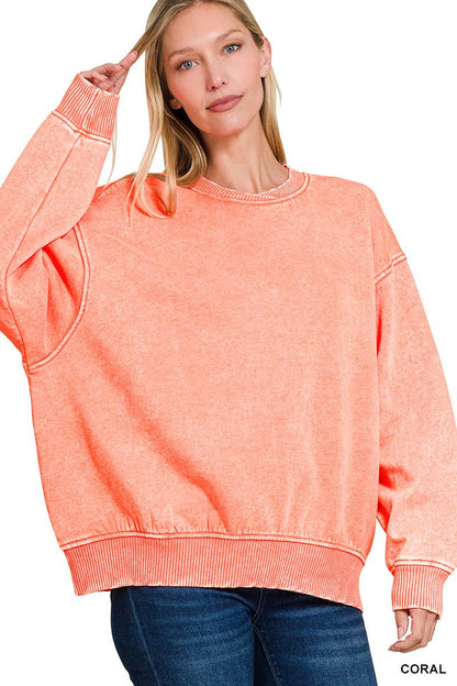 Acid Wash Oversized Pullover