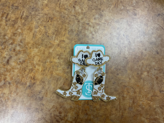 I Love Gameday Sequin Boots Earrings