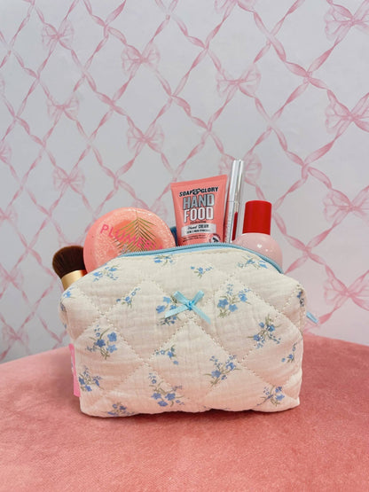 Small Blue Bow Makeup Bag