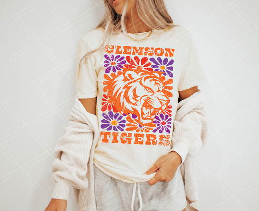 Groovy Floral Clemson Tee