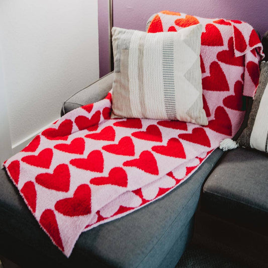 Girly Red Hearts Comfy Oversized Throw Blanket