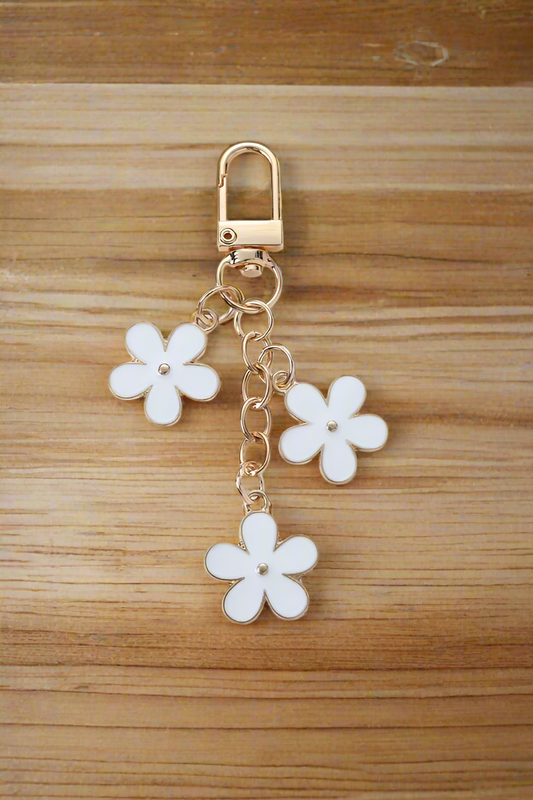 White Tiered Floral Purse Charm