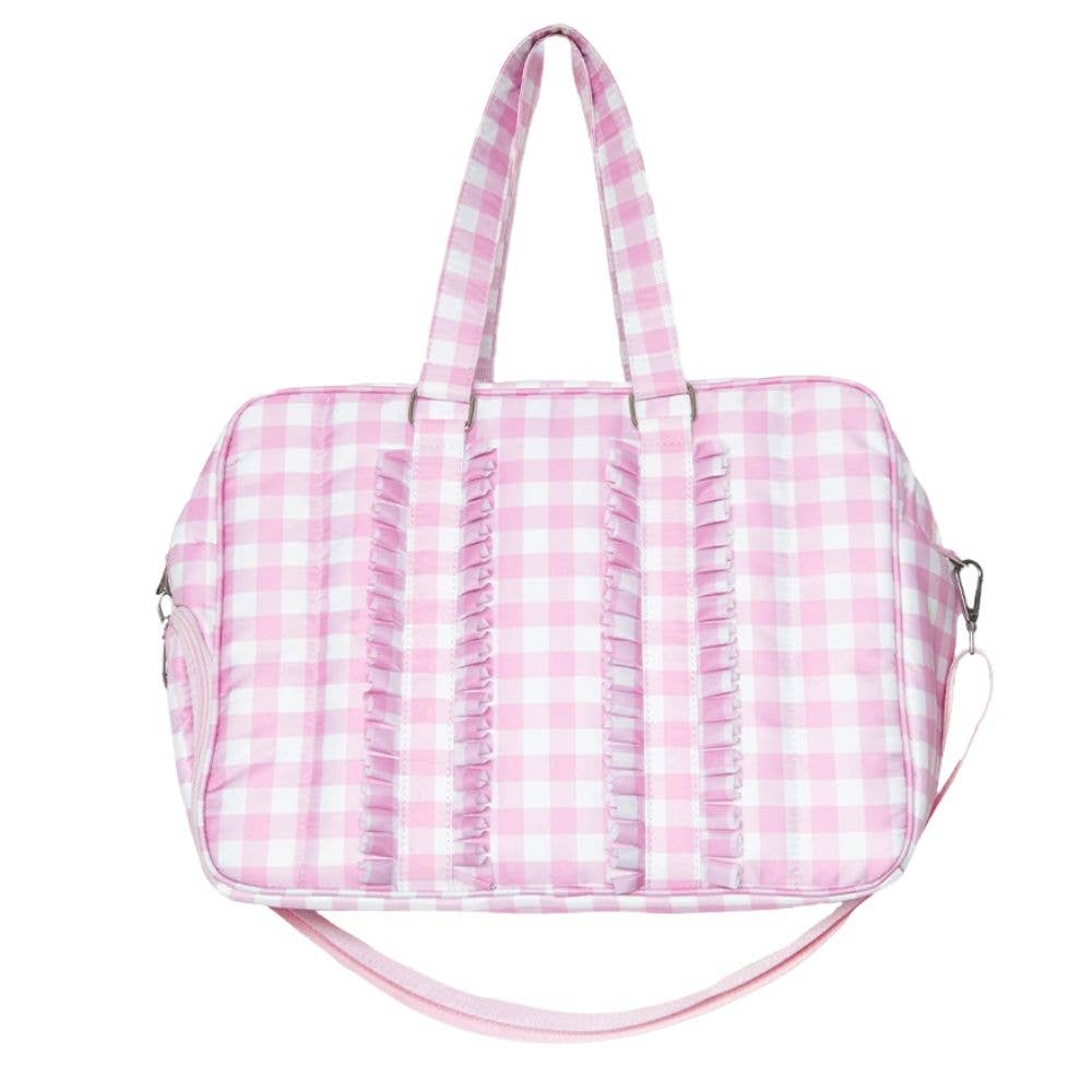 Light Pink Checkered Women's Duffle Bag