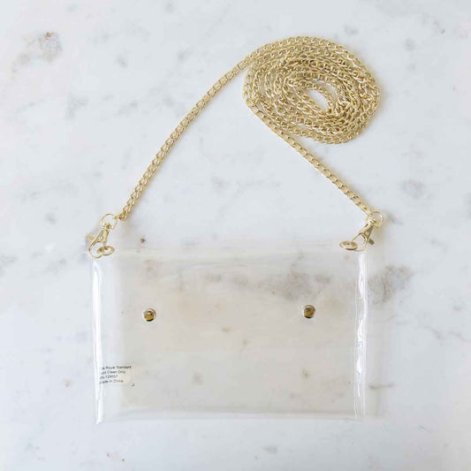 Envelope Clear Crossbody  Clear/Gold   8.5x5.5