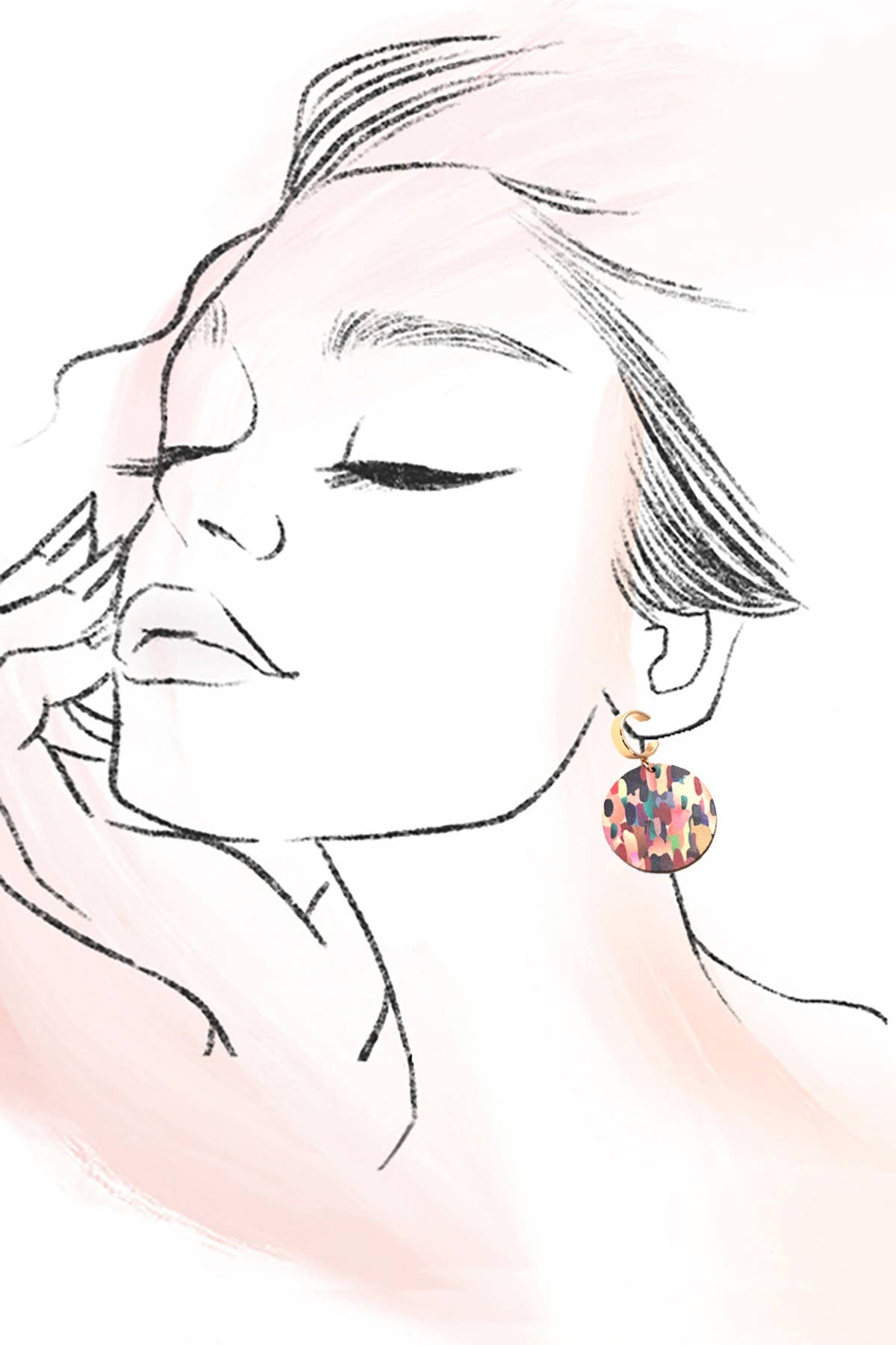 CAMO PRINT WOOD CIRCLE DROP HOOP EARRINGS