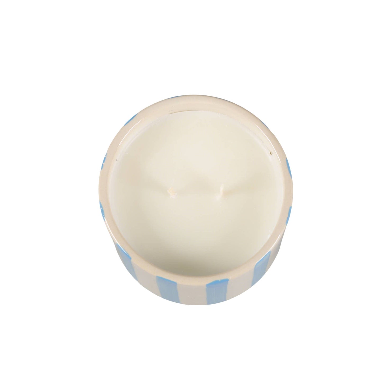 Blue Stripe Pedestal Glass Candle – Resort