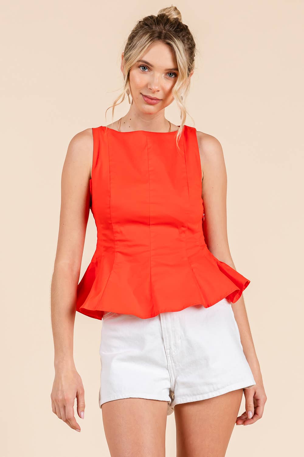 Gameday Boat neckline fit and flare sleeveless top
