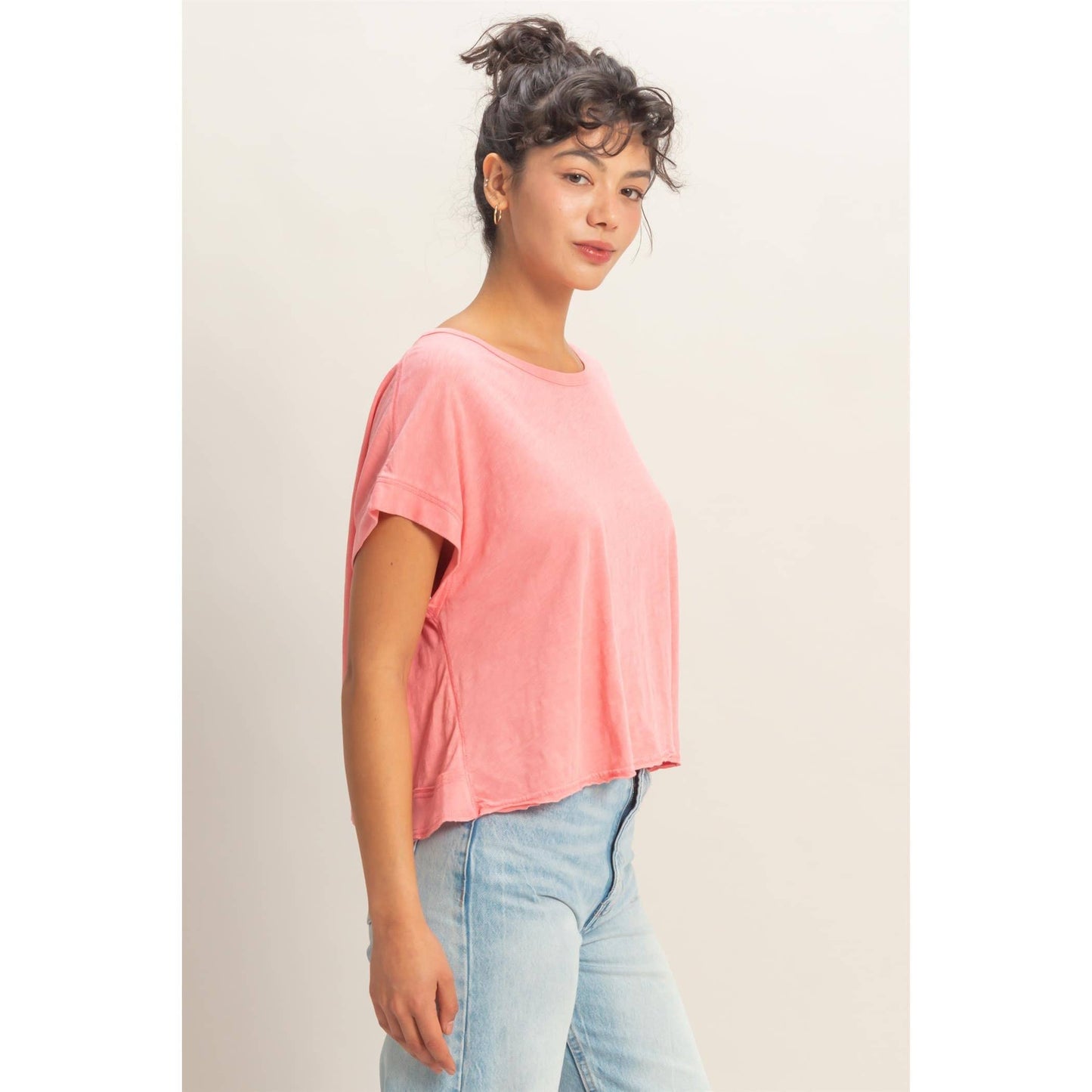 Acid Washed Cross Detail Open Back Top