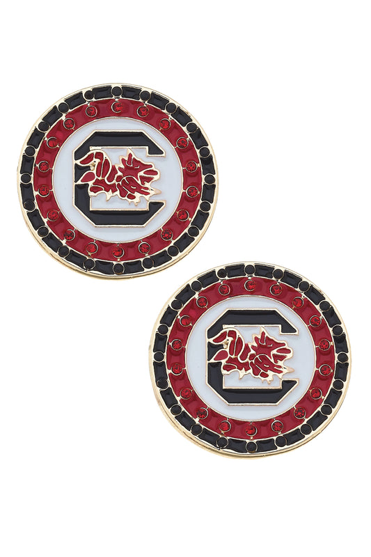South Carolina Gamecocks Pave Disc Stud Earrings